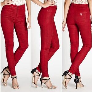 NEW GUESS 1981 HIGH-RISE SKINNY JEANS IN LANDSCAPE RED WASH 0 24